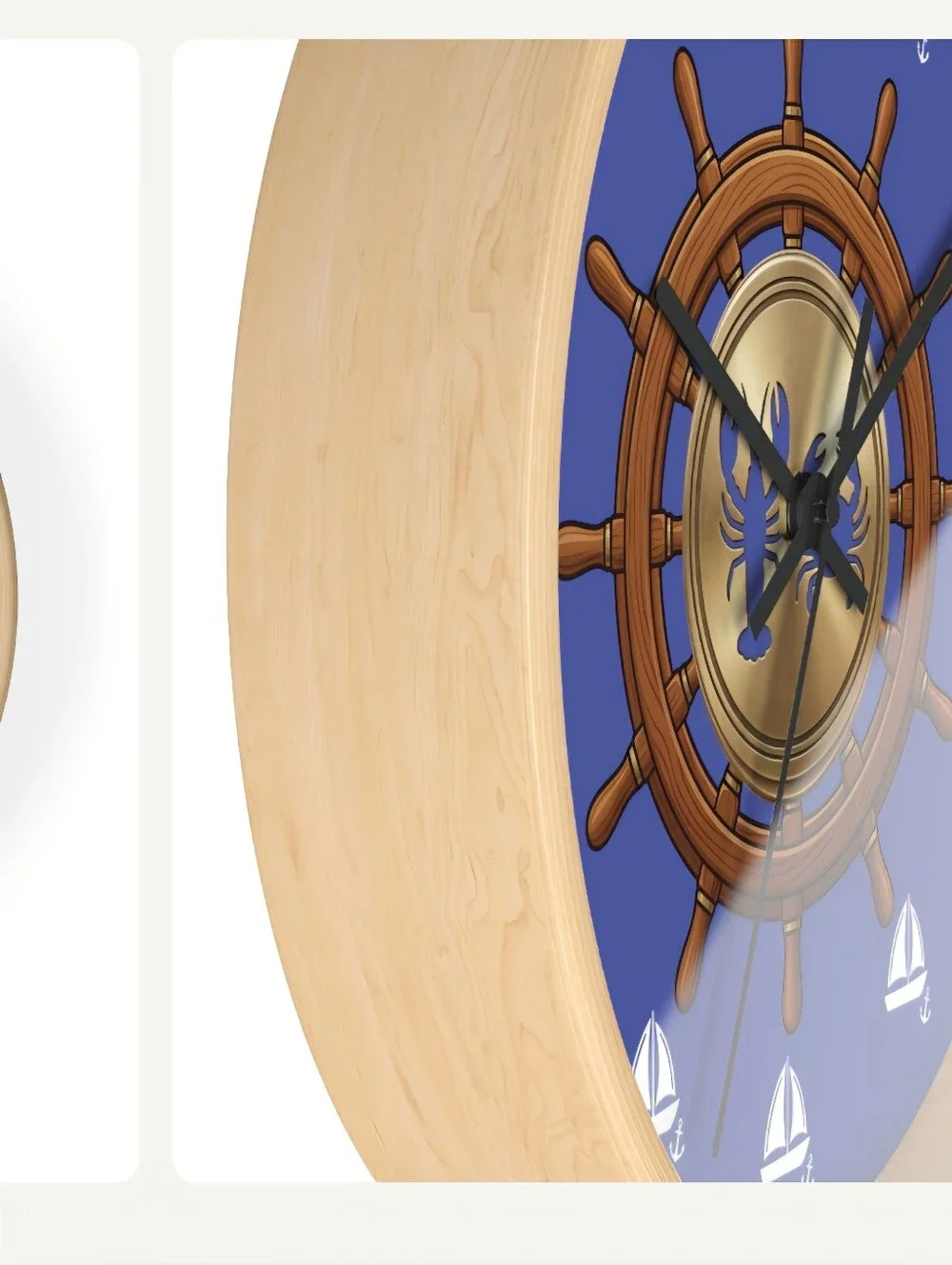 Sea Time Nautical Ship Wheel Wall Clock - Blue 10